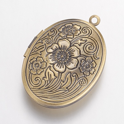 Brass Locket Pendants KK-N0116-048AB-1