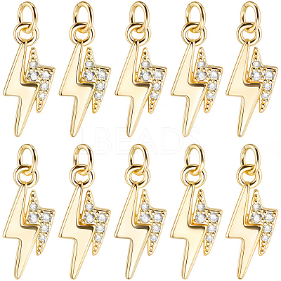 10Pcs Brass Micro Pave Cubic Zirconia Pendants KK-BBC0028-54-1