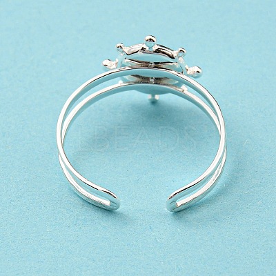 304 Stainless Steel Open Cuff Finger Ring Cabochon Settings STAS-T060-10S-1