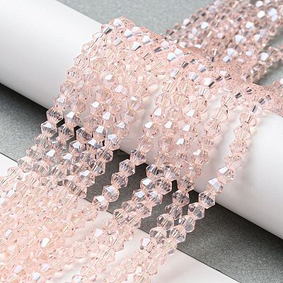 Transparent Electroplate Glass Beads Strands GLAA-F029-4mm-C26-1