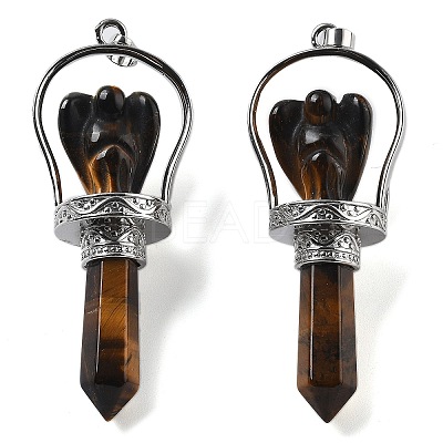 Natural Tiger Eye Pointed Big Pendants KK-H491-01P-02-1