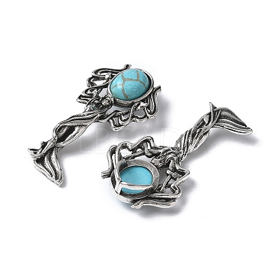 Angel Brass Synthetic Turquoise Pendants KK-D361-02AS-13-1