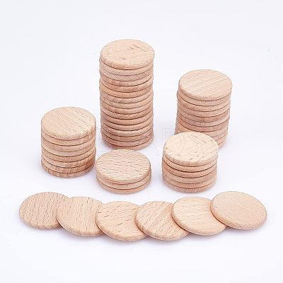 50Pcs Unfinished Natural Beech Wood Cabochons WOOD-HY0001-01-1