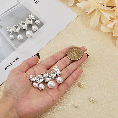 2Pcs Plasic Imitation Pearl & Rhinestone Shoe Decorations FIND-FG0002-55P-1