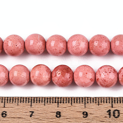 Dyed Synthetic Fossil Beads Strands G-T139-8mm-66D-1
