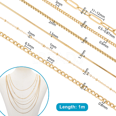 6M 6 Styles 304 Stainless Steel Chains CHS-PH0001-09-1