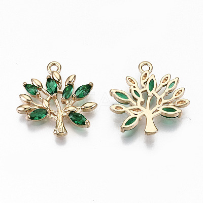 Brass Micro Pave Cubic Zirconia Pendants KK-S359-020C-RS-1