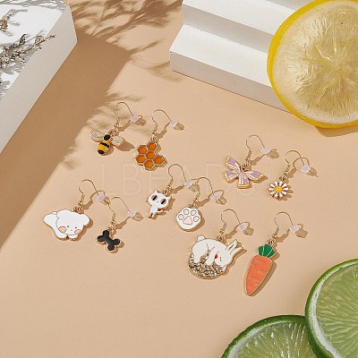Alloy Enamel Pendant Dangle Earrings Sets EJEW-JE05126-1
