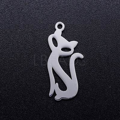 Tarnish Resistant 201 Stainless Steel Kitten Pendants STAS-Q201-JN288-1-1