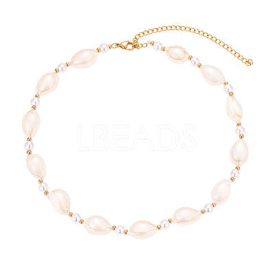 Bohemian Summer Beach Vacation Ocean Natural Cowrie Shell & Faux Pearl Beaded Necklaces HB1516-1