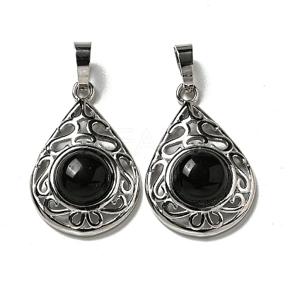 Natural Obsidian Pendants G-Q158-05P-24-1