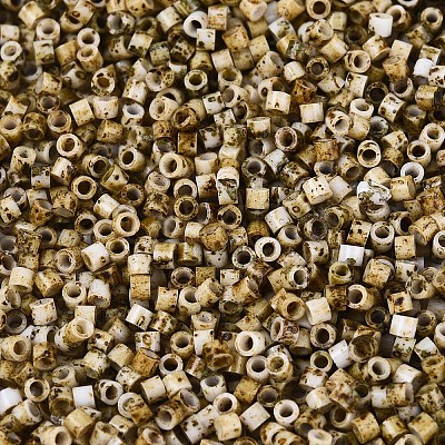 Spray Painted Picasso Cylinder Glass Seed Beads GLAA-T028-12A-11-1