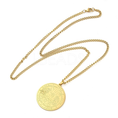 304 Stainlessa Steel Curb Chain Pendant Necklaces LS-NJEW-H034-06G-1