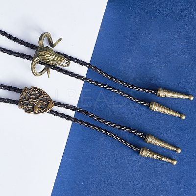 2Pcs 2 Style Imitation Leather Cords Bolo Ties NJEW-GF0001-08-1
