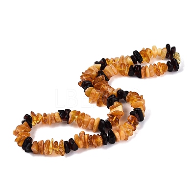 Natural Amber Chip Beaded Necklaces NJEW-N064-07-1