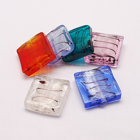 Handmade Silver Foil Lampwork Beads FOIL-S002-M-1