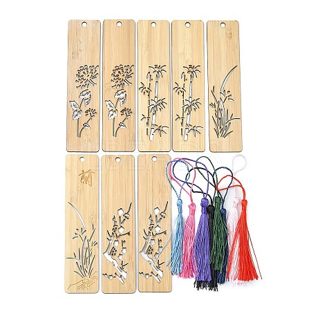 SUPERFINDINGS 8Pcs Chinese Style Bamboo Bookmarks AJEW-FH0003-34-1