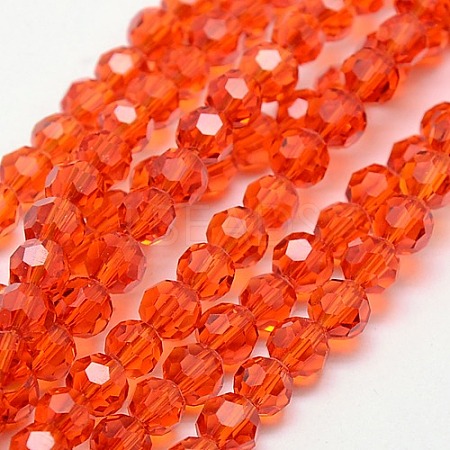 Faceted(32 Facets) Round Glass Beads Strands X-EGLA-J042-4mm-16-1