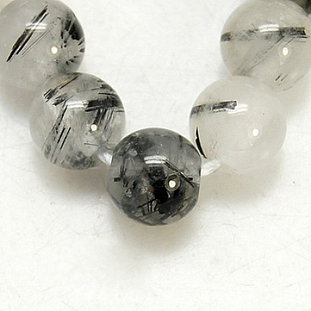 Natural Black Rutilated Quartz Beads Strands G-D295-14mm-1
