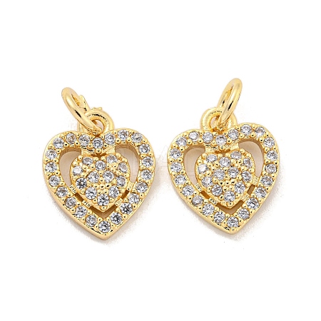 Brass Micro Pave Cubic Clear Zirconia Charms KK-Z044-23G-1