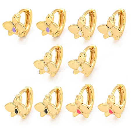 Flower Real 18K Gold Plated Brass Hoop Earrings EJEW-L269-077G-1
