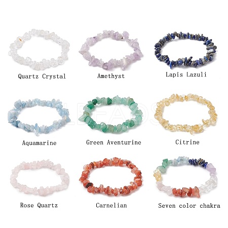 9Pcs 9 Styles Natural Mixed Gemstone Chips Stretch Bracelets Set BJEW-JB11061-1