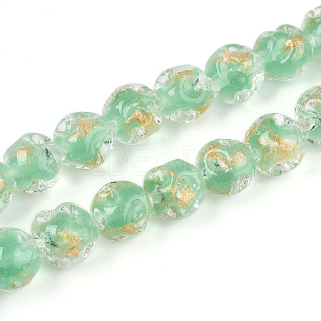 Handmade Gold Foil Glass Beads Strands FOIL-N029-04B-1