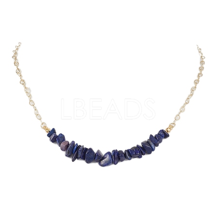 Natural Lapis Lazuli Chip Bib Necklaces NJEW-JN04950-03-1