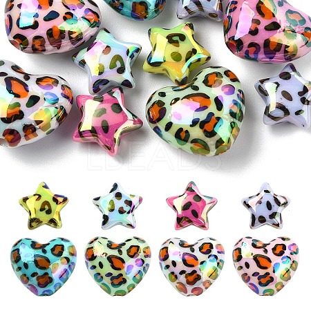 10Pcs 2 Styles UV Plating Opaque Acrylic Beads OACR-YW0003-44B-1