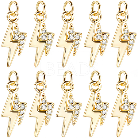 10Pcs Brass Micro Pave Cubic Zirconia Pendants KK-BBC0028-54-1