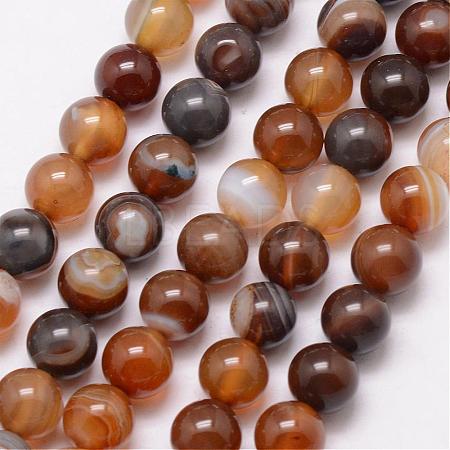 Natural Striped Agate/Banded Agate Bead Strands G-K166-13-10mm-02-1