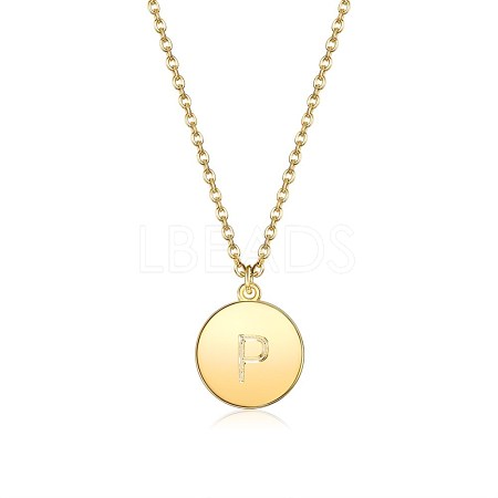 Brass Initial Pendant Necklace NJEW-BB35341-P-1