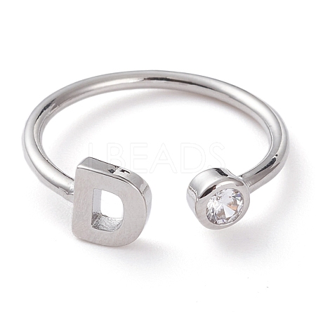 Brass Micro Pave Clear Cubic Zirconia Cuff Rings RJEW-Z005-D-P-1
