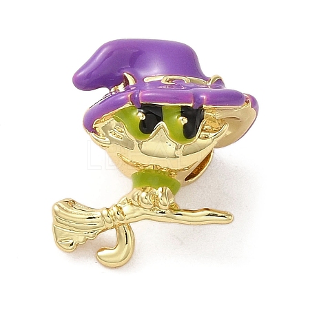 Halloween Brass Enamel European Beads X1-KK-A203-04A-G-1