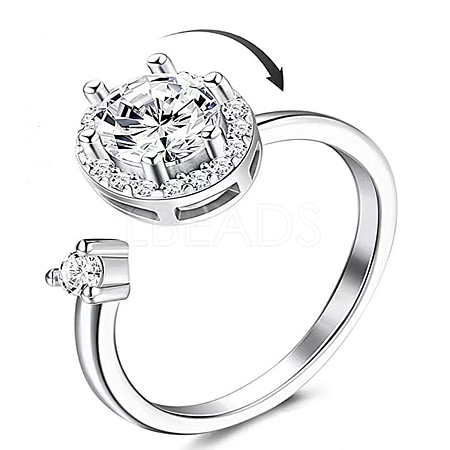 Cubic Zirconia Rotating Open Cuff Ring MATO-PW0001-061P-03-1