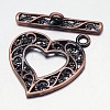 Filigree Brushed Red Copper Brass Toggle Clasps KK-E739-29R-NF-1