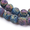 PVD Vacuum Plating Electroplated Natural Lava Rock Bead Strands G-E432-10mm-01-3