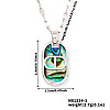 Retro Brass with Natural Paua Shell Oval Pendant Necklaces LY2705-1-1