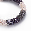 Crochet Glass Beads Braided Stretch Bracelet BJEW-T016-08K-2