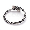304 Stainless Steel Torque Bangles and Finger Ring Jewelry Sets SJEW-L137-03BP-3