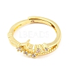 Crescent Moon Brass Adjustable Ring with Cubic Zirconia RJEW-Q781-06G-2