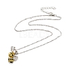 Two Tone Bee and Heart Pendant Necklace NJEW-I113-10P-2