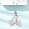 Adjustable 304 Stainless Steel Leaf Pendant Lariat Necklaces for Women SA-CBAB727-03P-2