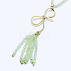 Natural Prehnite Tassels Pendant Necklaces NJEW-K106-01I-3
