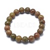 Natural Unakite Bead Stretch Bracelets BJEW-K212-A-042-2