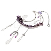 3Pcs 3 Styles Moon Natural Amethyst & Green Aventurine & Topaz Jade & 304 Stainless Steel & Brass Suncatchers HJEW-TA00488-2