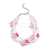 2Pcs Synthetic Turquoise & Glass Seed Beads Multi-strand Bracelets for Women BJEW-JB12974-3
