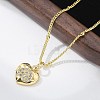 Brass Micro Pave Clear Cubic Zirconia Heart Pendant Necklaces for Women NJEW-M088-02G-02-5
