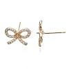 Brass Micro Pave Clear Cubic Zirconia Stud Earring Findings KK-Q764-037-3