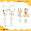 ANATTASOUL 2 Pairs 2 Styles Plastic Imitation Pearl Rectangle & Square Dangle Hoop Earrings EJEW-AN0003-99-3